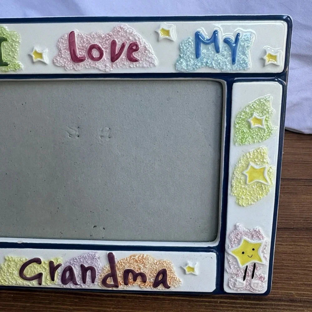 Russ I Love My Grandma Ceramic Picture Frame Colorful Stars Photo Frame